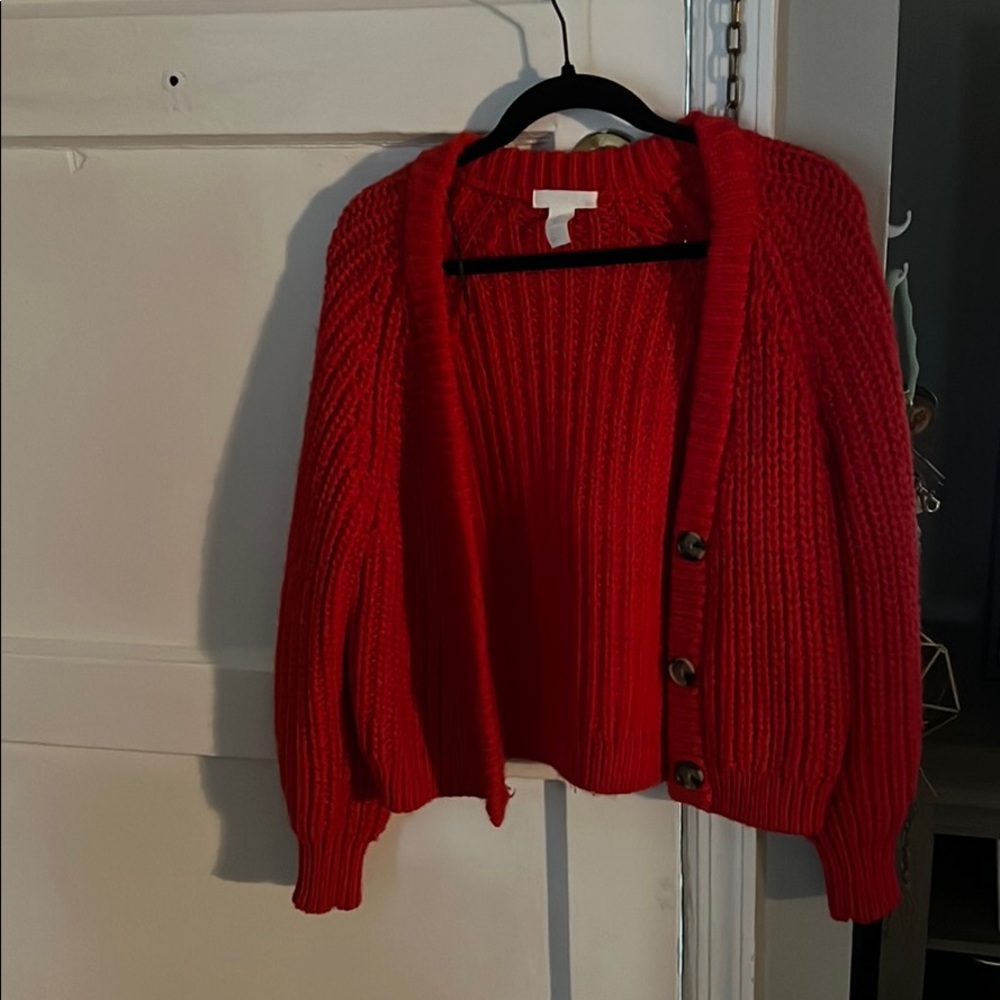 Cable knit cropped cardigan